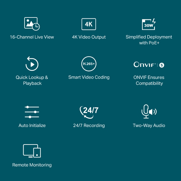 VIGI 16 Channel PoE+ Network Video Recorder