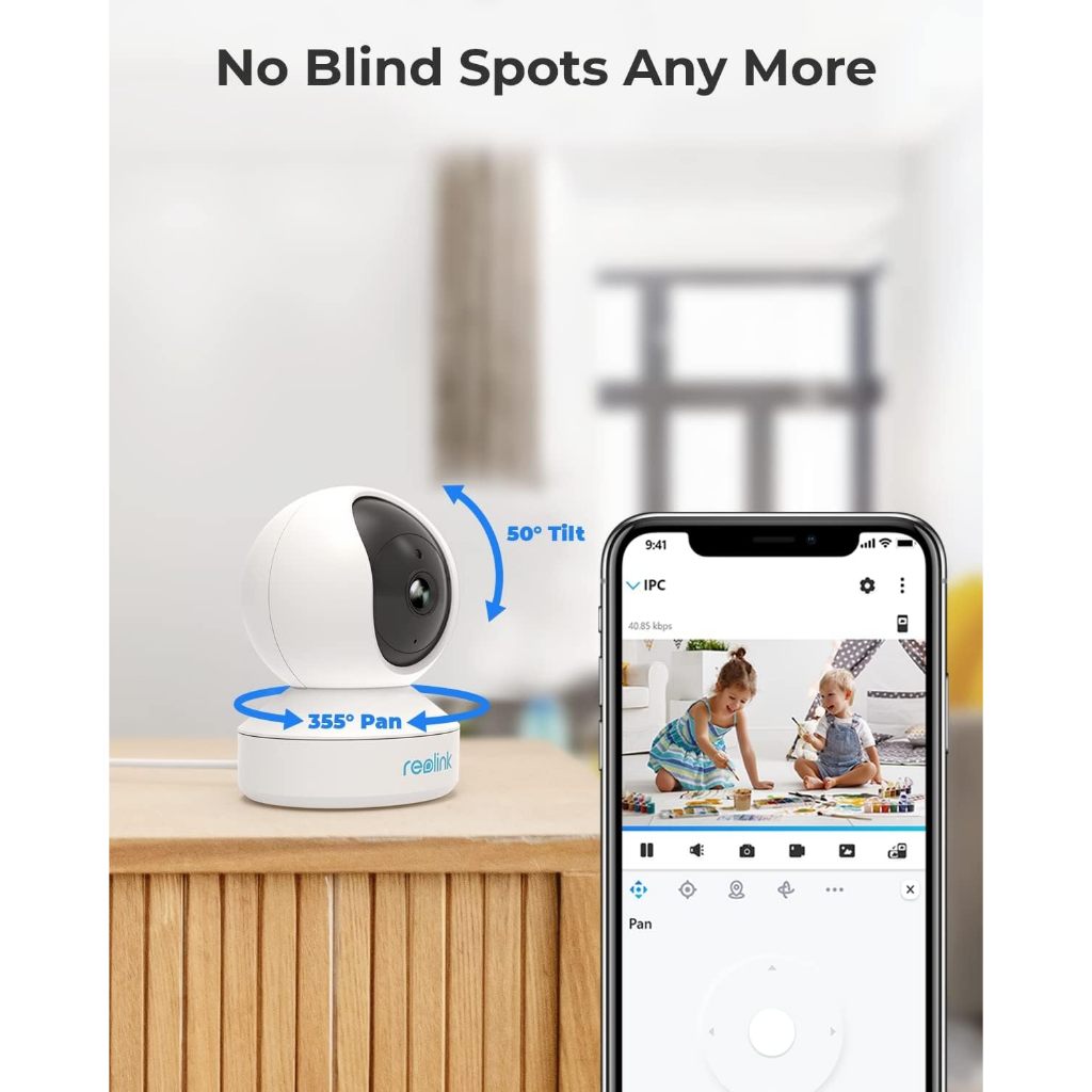 Reolink E1 3MP Indoor Pan Tilt Security Camera | Two-Way Audio, Night Vision, Remote Viewing via App | Baby Monitor & Home Security