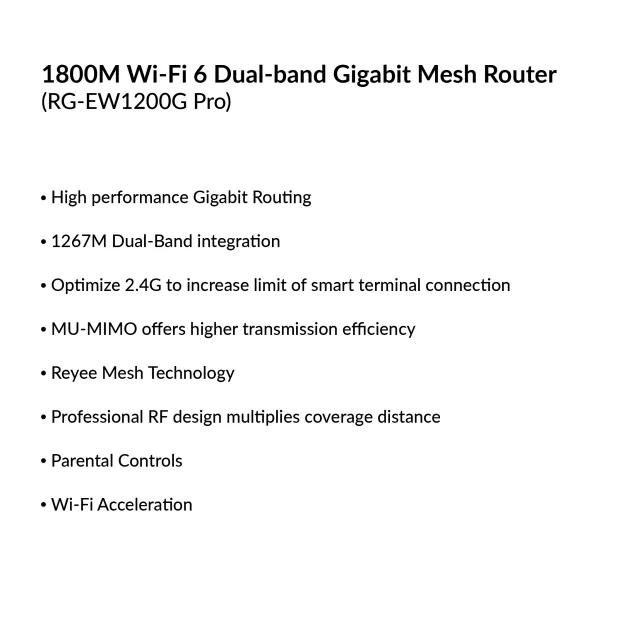 1300M Dual-band Gigabit Wireless Router (Ruijie) | RG-EW1200G Pro