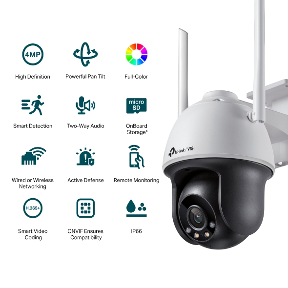 TP-Link VIGI C540-4G Outdoor 4MP Full-Color Pan-Tilt Network Camera