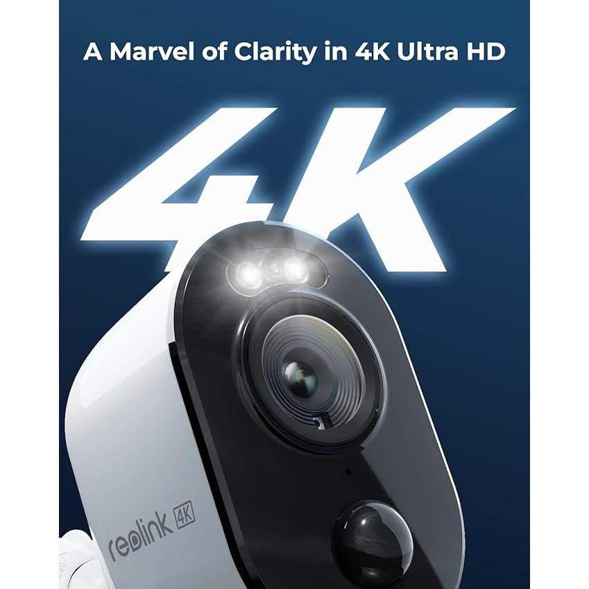 Reolink Argus 3 Ultra 4K Camera, 2.4/5GHz WiFi, 8MP Color Night Vision, Al Detection, Local Storage