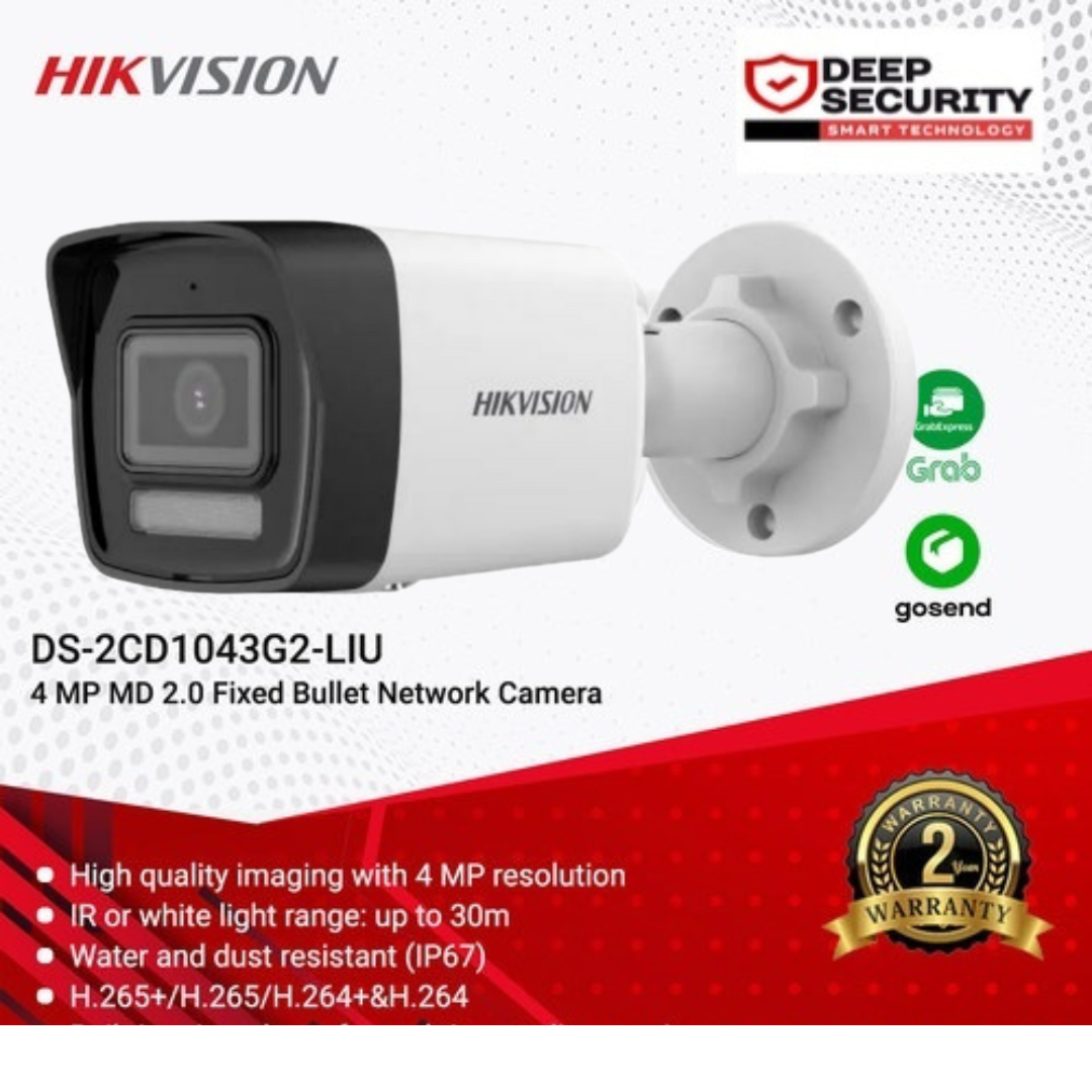 HIKVISION DS-2CD1043G2-LIU 4MP Smart Hybrid Light Bullet Camera | Fixed Lens | Network Security Camera