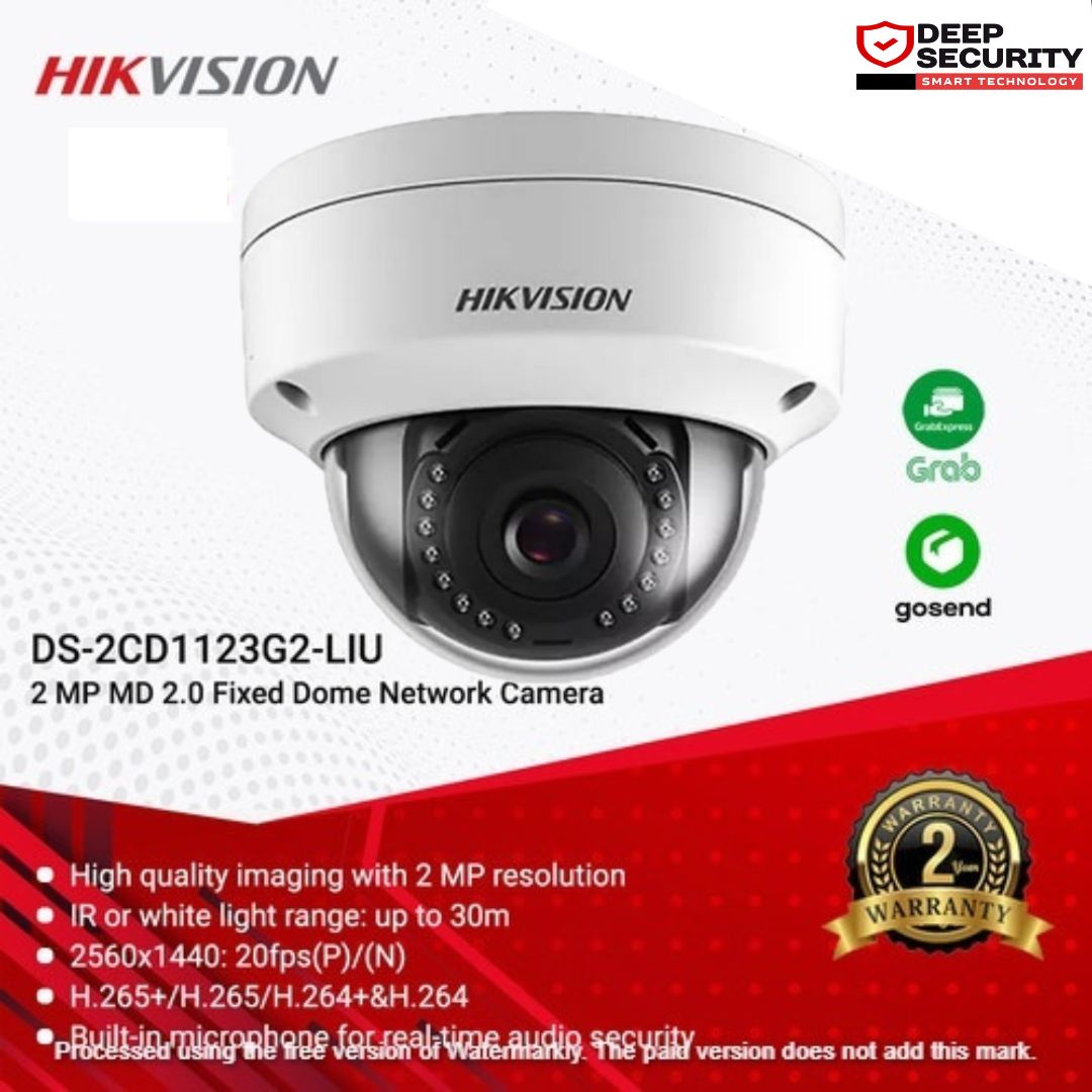 HKVISION 2MP Smart Hybrid Light Fixed Dome Network Camera DS-2CD1123G2-LIU(2.8mm)