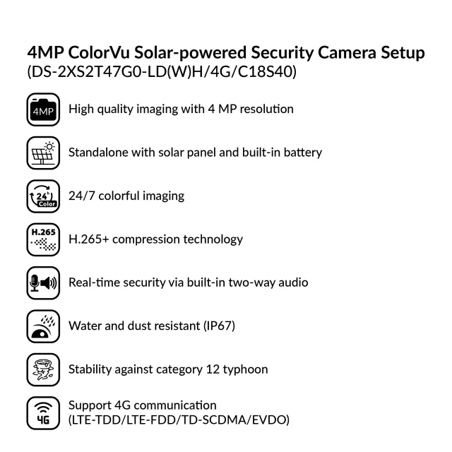 4MP ColorVu Solar-powered Security Camera Setup | DS-2XS2T47G1-LDH/4G/C18S4